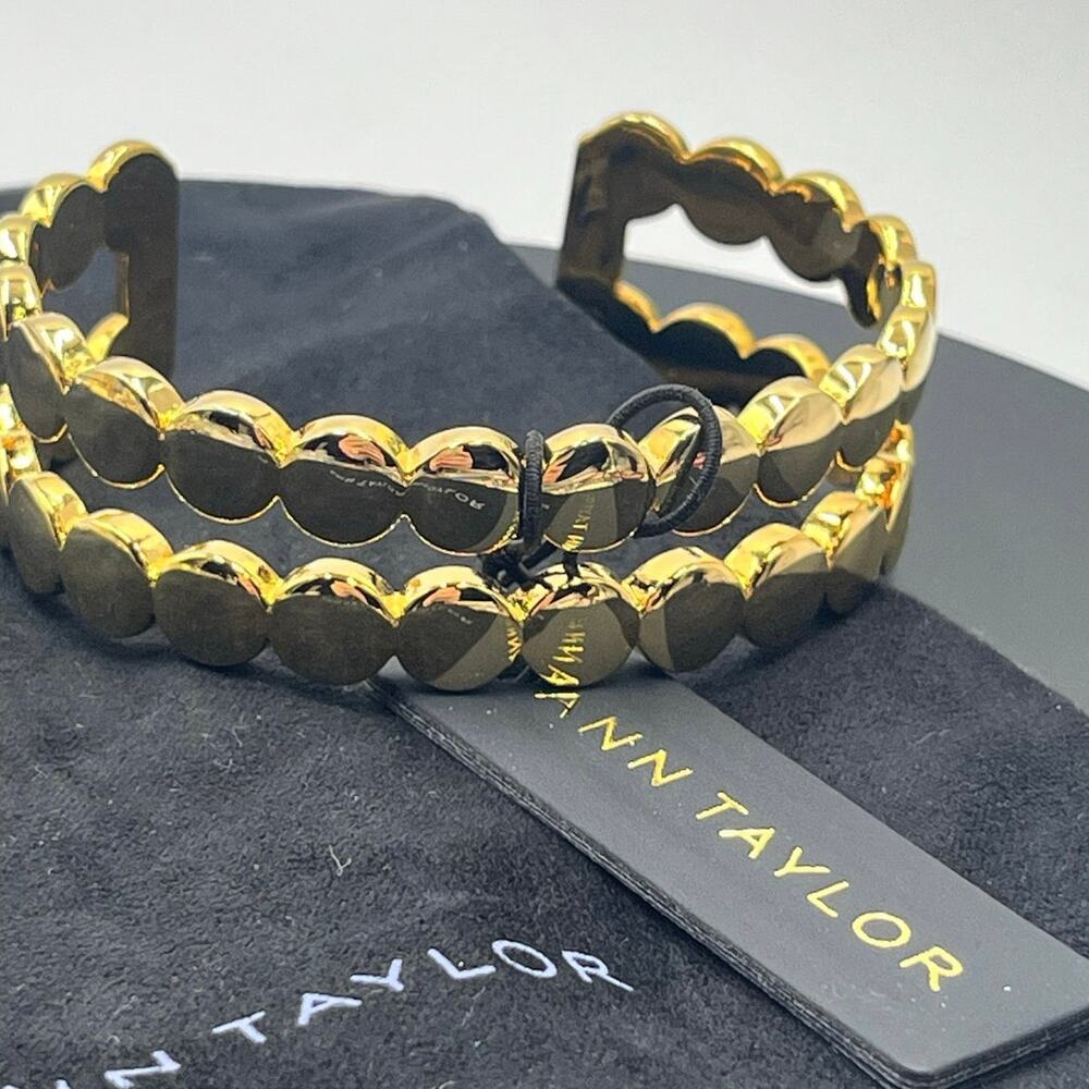 Ann Taylor Gold Plated Spherical Dotted Double Row Cuff Bracelet‎ New